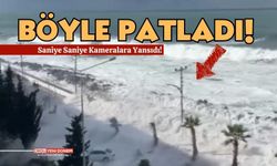 Dalgalar Elektrik Direğini Yuttu! İşte O Patlama Anı İzle!