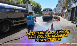 Fatsa Temizlik ekiplerinden karayolu güzergahında detaylı temizlik