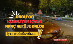 Ordu'da korkutan kaza! Araç refüje daldı! İşte o görüntüler!