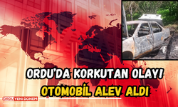 Ordu’da Korkutan Olay! Otomobil Alev Aldı