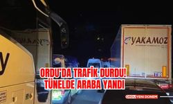 Ordu’da Trafik Durdu! Tünelde Araba Yandı! İşte O Görüntüler...