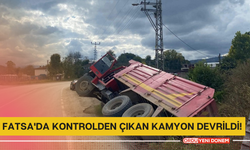 Fatsa'da Kontrolden Çıkan Kamyon Devrildi!