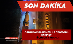 Ordu’da iş makinesi ile otomobil çarpıştı: 1’i çocuk 3 yaralı