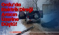 Ordu’da Elektrik Direği Aracın Üzerine Düştü!