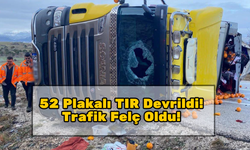 52 Plakalı TIR Devrildi! Trafik Felç Oldu!