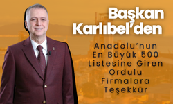 Başkan Karlıbel’den Anadolu’nun En Büyük 500 Listesine Giren Ordulu Firmalara Teşekkür