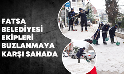 Fatsa Belediyesi Ekipleri Buzlanmaya Karşı Sahada