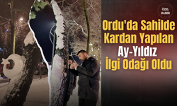 Ordu'da Sahilde Kardan Yapılan Ay-Yıldız İlgi Odağı Oldu