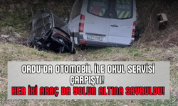 Ordu’da Otomobil ile Okul Servisi Çarpıştı! Her İki Araçta Yolun Altına Savruldu!