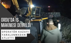 Ordu’da İş Makinesi Devrildi: Operatör Kazayı Yaralanmadan Atlattı