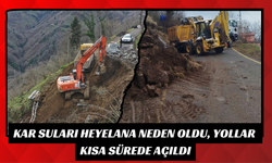 KAR SULARI HEYELANA NEDEN OLDU, YOLLAR KISA SÜREDE AÇILDI