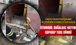 Ordu’nun Perşembe İlçesinde Korkutan Kaza: Otomobil Doğalgaz Hattını Koparıp Ters Döndü