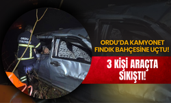 Ordu’da Kamyonet Fındık Bahçesine Uçtu! 3 Kişi Araçta Sıkıştı!