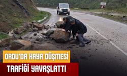 Ordu’da Kaya Düşmesi Trafiği Yavaşlattı