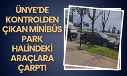 Ünye’de Kontrolden Çıkan Minibüs Park Halindeki Araçlara Çarptı