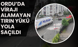Ordu’da Virajı Alamayan Tırın Yükü Yola Saçıldı