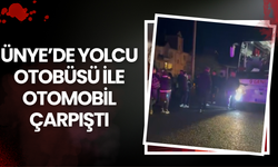 Ünye’de Yolcu Otobüsü ile Otomobil Çarpıştı