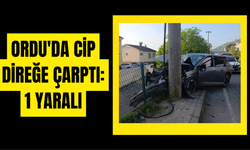 ORDU'DA CİP DİREĞE ÇARPTI: 1 YARALI