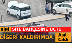 Biri Site Bahçesine Uçtu, Diğeri Kaldırımda Asılı Kaldı