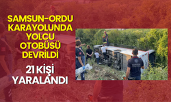 Samsun-Ordu Karayolunda Yolcu Otobüsü Devrildi: 21 Kişi Yaralandı