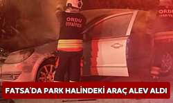 Fatsa’da Park Halindeki Araç Alev Aldı