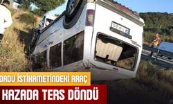 Ordu İstikametindeki Araç Kazada Ters Döndü