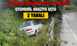 KUMRU-KORGAN-FATSA YOLUNDA OTOMOBİL ARAZİYE UÇTU: 2 YARALI