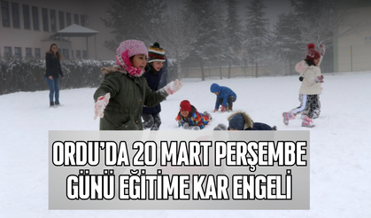 Ordu'da 20 Mart Perşembe Günü Eğitime Kar Engeli