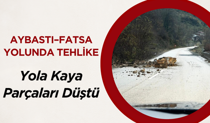 Aybastı–Fatsa Yolunda Tehlike: Yola Kaya Parçaları Düştü