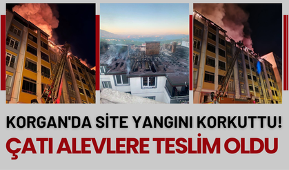 Korgan'da Site Yangını Korkuttu! Çatı Alevlere Teslim Oldu