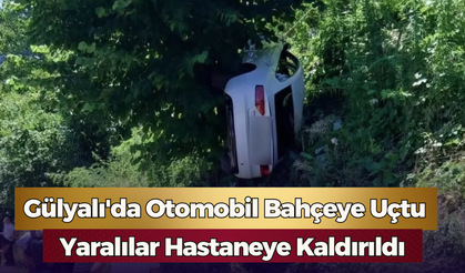 Gülyalı'da Otomobil Bahçeye Uçtu: Yaralılar Hastaneye Kaldırıldı
