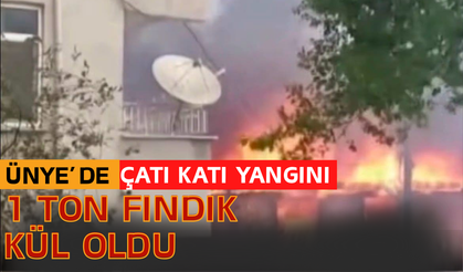 Ünye’de Çatı Katı Yangını: 1 Ton Fındık Kül Oldu