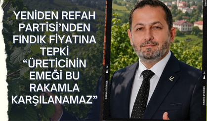 Yeniden Refah Partisi’nden Fındık Fiyatına Tepki: “Üreticinin Emeği Bu Rakamla Karşılanamaz”