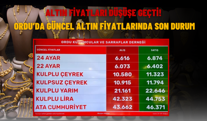 Altın Fiyatları Düşüşe Geçti! Ordu’da Güncel Altın Fiyatlarında Son Durum