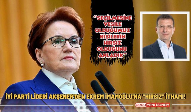 İyi Parti Lideri Akşener'den Ekrem İmamoğlu'na ''Hırsız'' İthamı!
