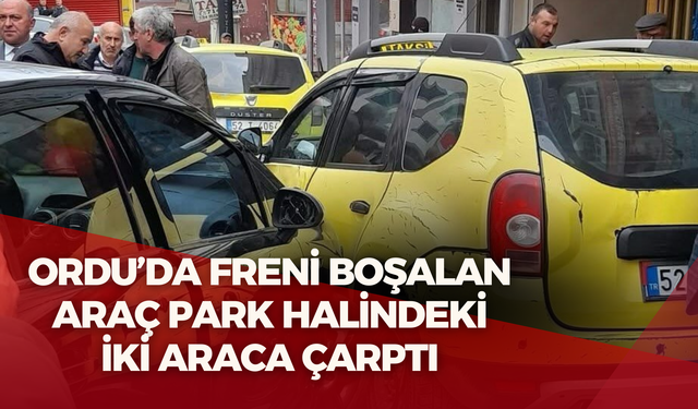 Ordu’da Freni Boşalan Araç Park Halindeki İki Araca Çarptı