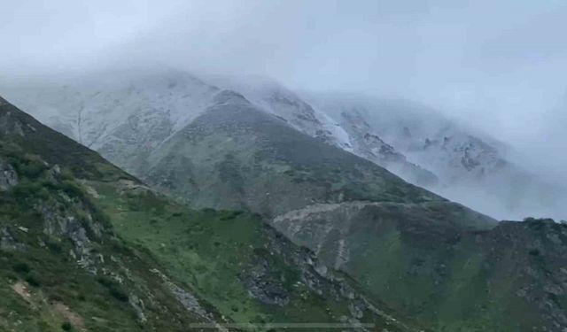 Rize’nin Kavrun Yaylası Haziran ayında beyaza büründü