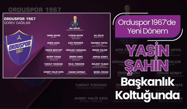 Orduspor 1967’de Yeni Dönem: Yasin Şahin Başkanlık Koltuğunda