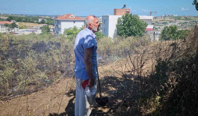 Sinop’ta çöp yangını otlara sıçradı