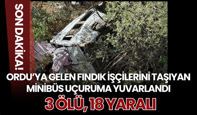 Ordu'ya Gelen Fındık İşçilerini Taşıyan Minibüs Uçuruma Yuvarlandı: 3 Ölü, 18 Yaralı
