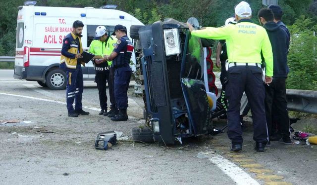 Giresun’da otomobil takla attı: 2 yaralı