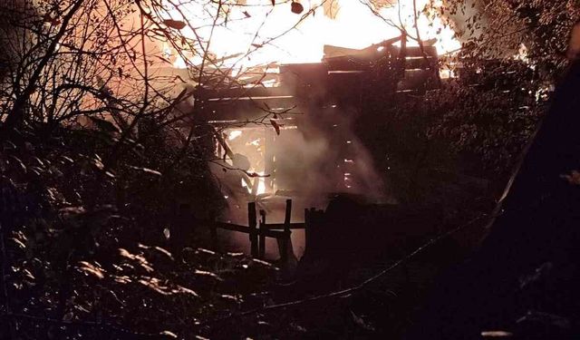 Alevlerin sardığı ahşap ev tamamen yandı: 2 yaralı