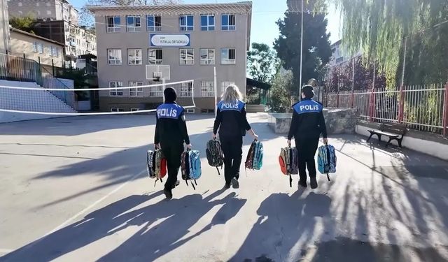 Sinop polisinden öğrencilere eğitim seti desteği