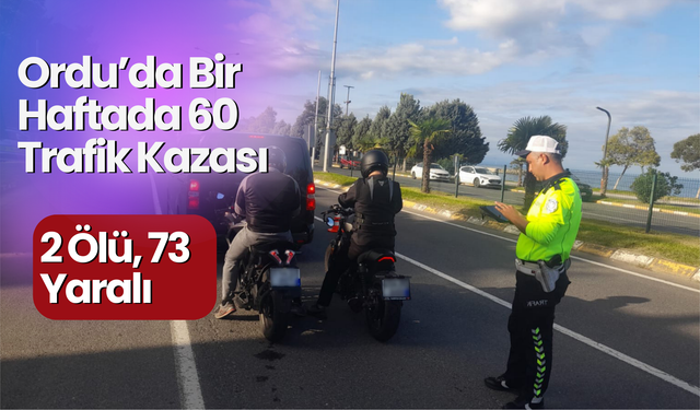 Ordu’da Bir Haftada 60 Trafik Kazası: 2 Ölü, 73 Yaralı