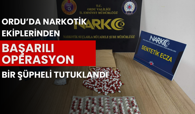 Ordu’da Narkotik Ekiplerinden Başarılı Operasyon: Bir Şüpheli Tutuklandı