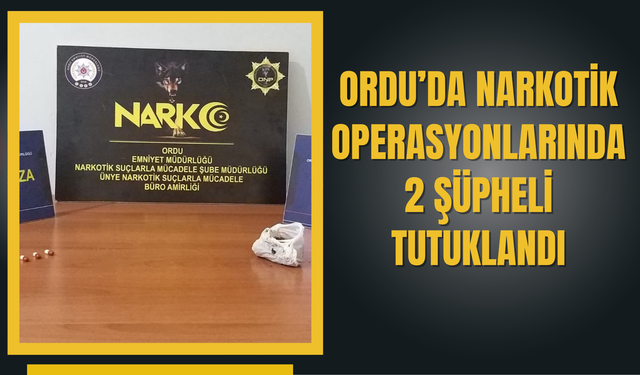 Ordu’da Narkotik Operasyonlarında 2 Şüpheli Tutuklandı