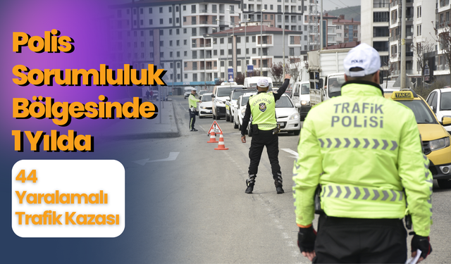 Polis Sorumluluk Bölgesinde 1 Yılda 44 Yaralamalı Trafik Kazası