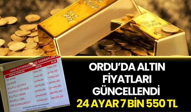 Ordu’da Altın Fiyatları Güncellendi: 24 Ayar 7 Bin 550 TL