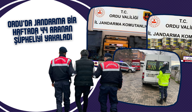 Ordu’da Jandarma Bir Haftada 44 Aranan Şüpheliyi Yakaladı