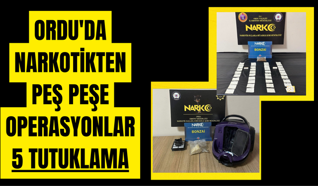 ORDU'DA NARKOTİKTEN PEŞ PEŞE OPERASYONLAR: 5 TUTUKLAMA